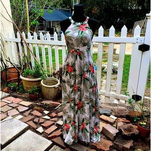 Lovely spring maxi halter dress XS soft cool rayon lined with thin soft cotton